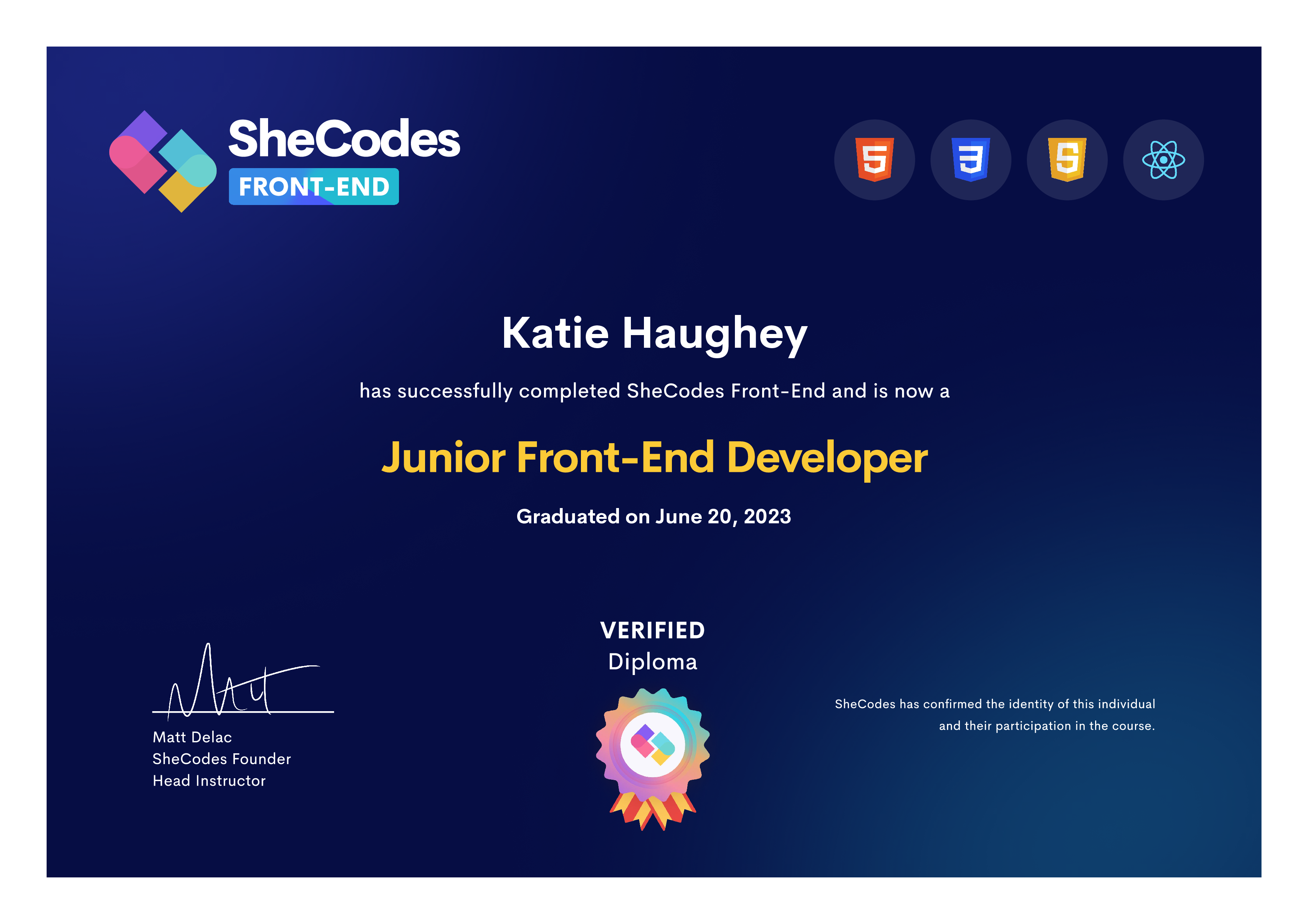 SheCodes Front-end Diploma 2023